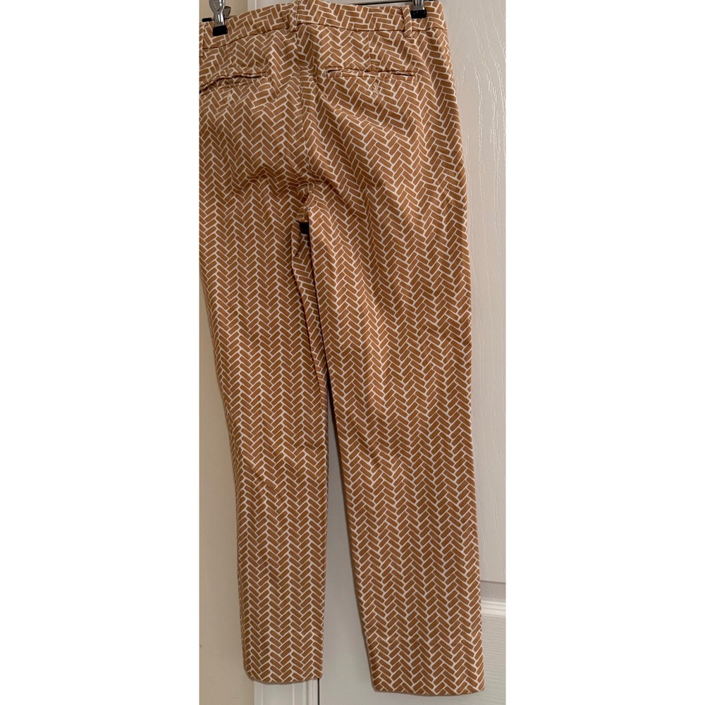 Esqualo Tan White Geometric Block Print Chino Pants 7/8 Cropped Trousers Women 6 - Picture 8 of 12